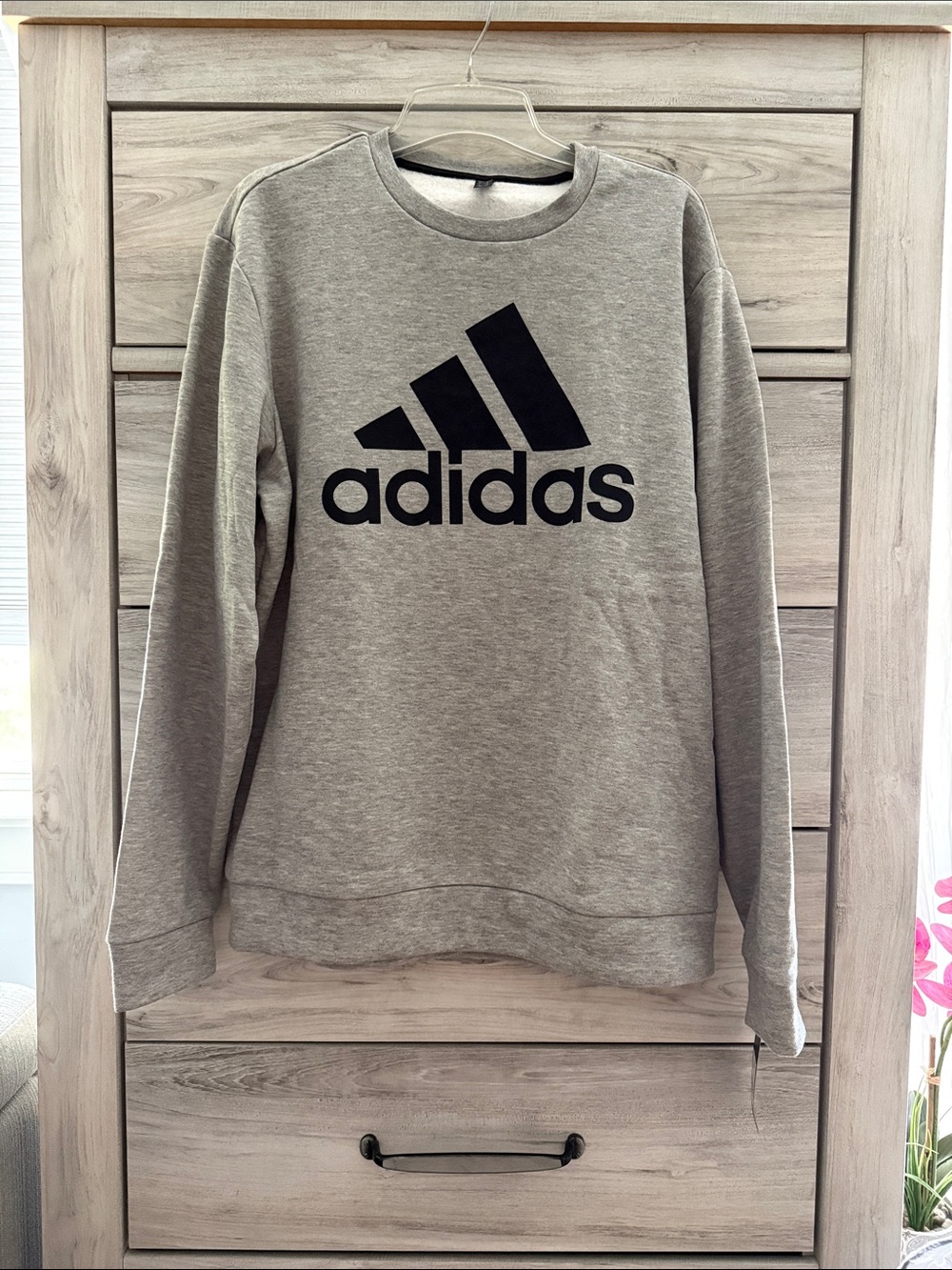 NWT adidas Gray Crewneck Sweatshirt with Black Logo